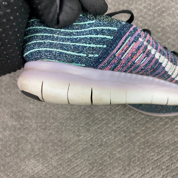 Nike Free RN Flyknit Running Shoes Women's 9 Blue Teal Pink Sneakers 831070 004 - Picture 12 of 15